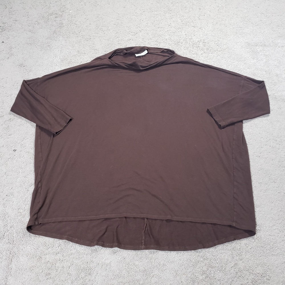 bryn WALKER Tunic Top Womens L Cocoa Brown Lagenlook Oversized Cowl Neck USA